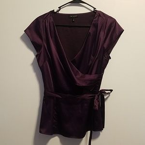 M - The Limited - Dark Purple Satin Blouse w/ Tie
